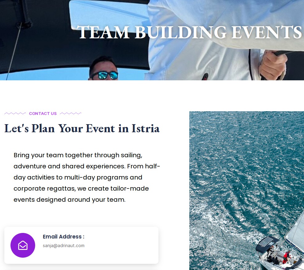 Adrinaut Sailing team building events